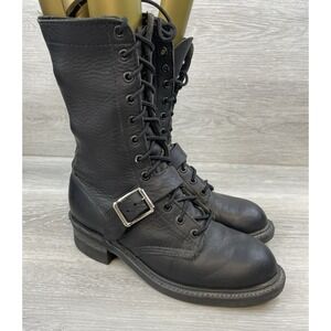 Double H Black Leather Women's 8.5 Leather Engineer Harness Motorcycle Boots USA